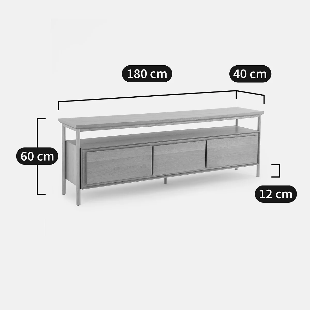 Elina Oak Veneer 3-Drawer TV Unit 180cm – image 10