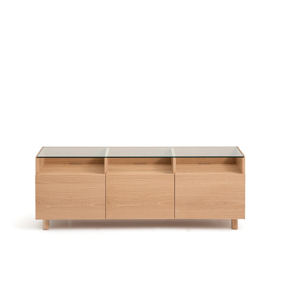 Walor Oak Veneer & Glass TV Unit – image 2
