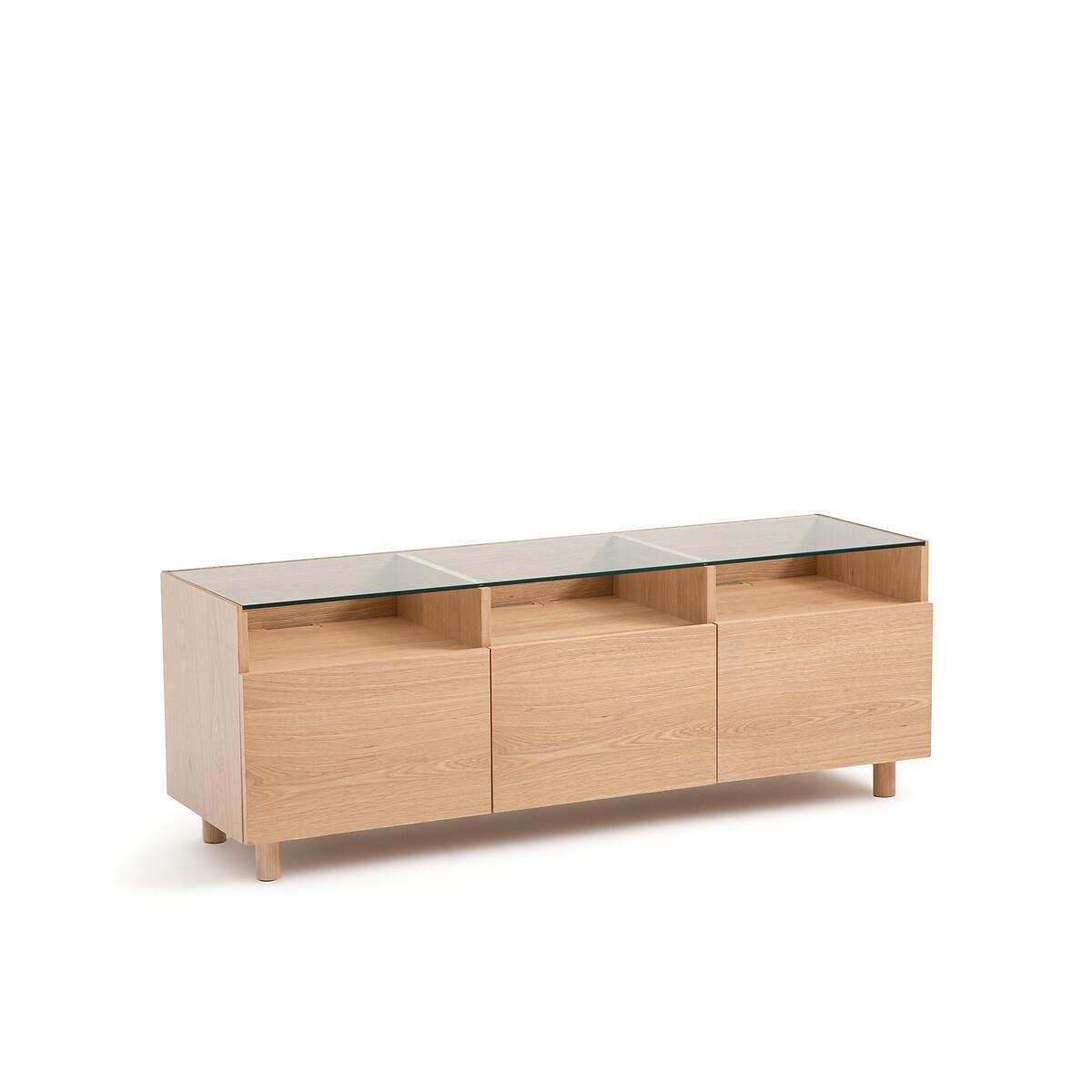 Walor Oak Veneer & Glass TV Unit – image 3