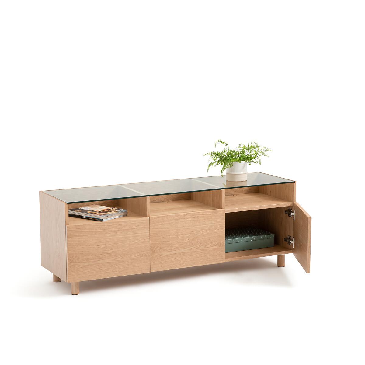 Walor Oak Veneer & Glass TV Unit – image 4
