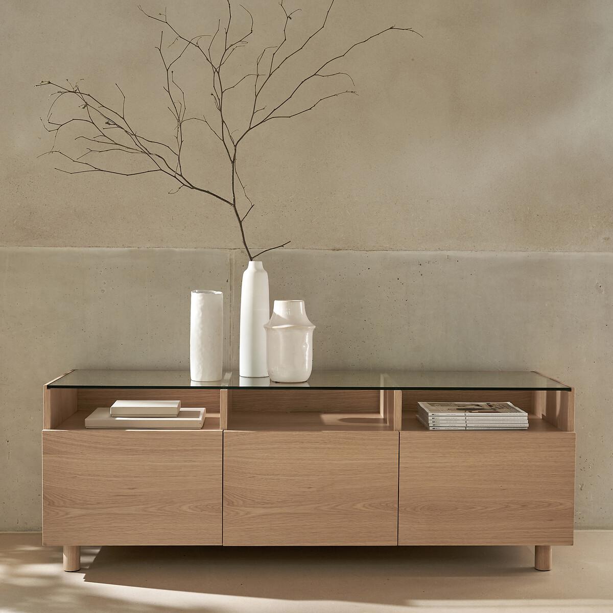Walor Oak Veneer & Glass TV Unit – image 9