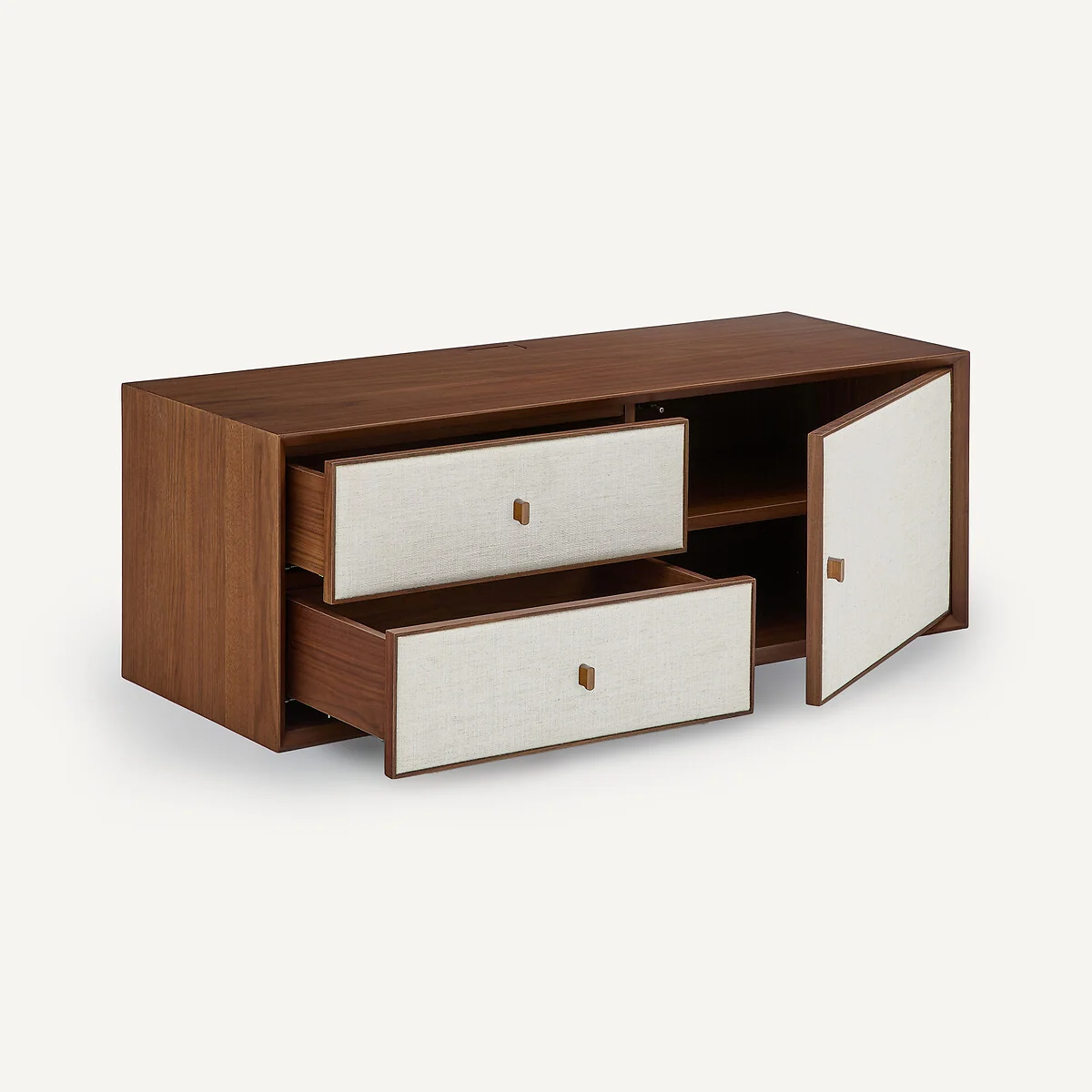 Archivita XL Walnut Veneer and Fabric TV Stand, W110 X D42cm – image 3