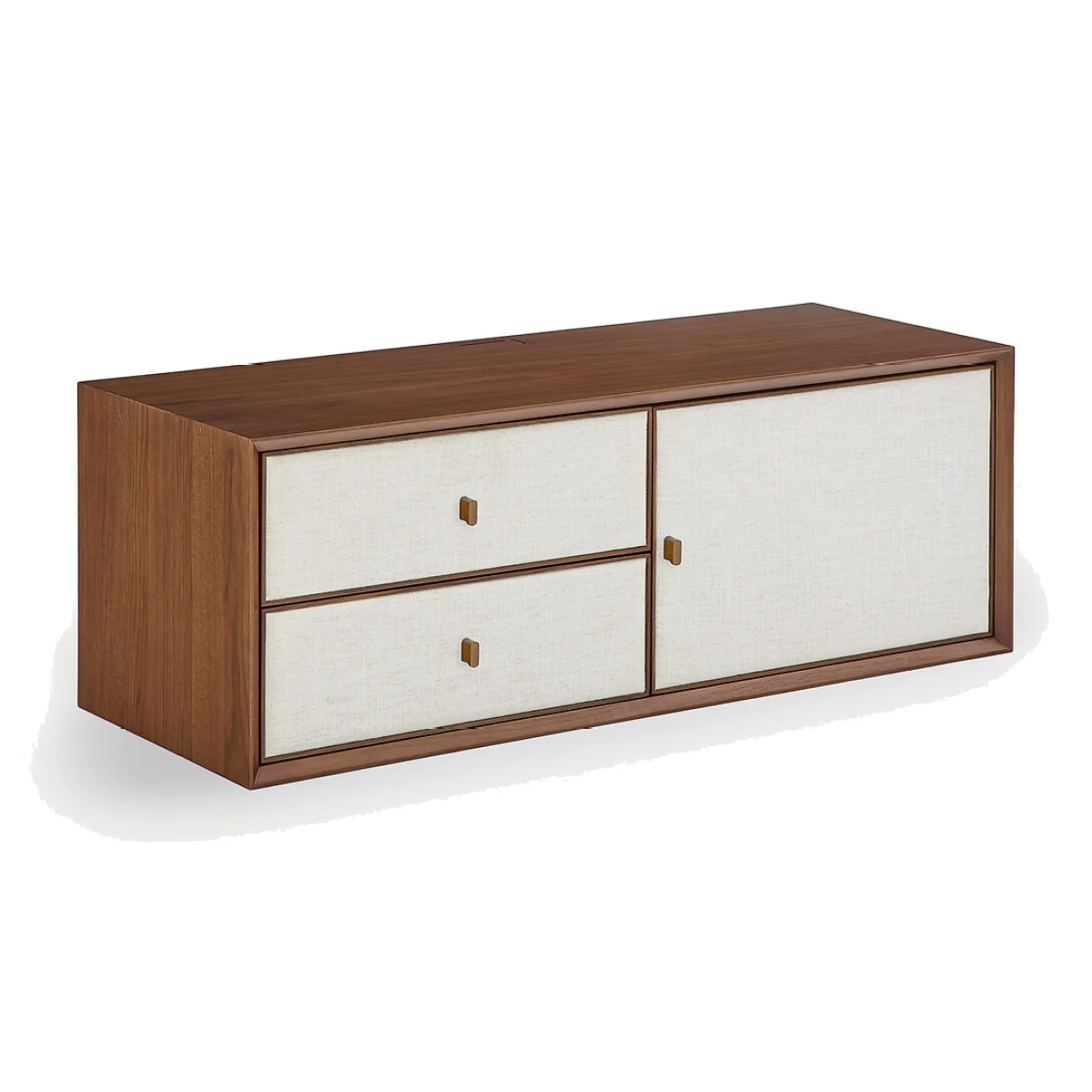 Archivita XL Walnut Veneer and Fabric TV Stand, W110 X D42cm – image 1