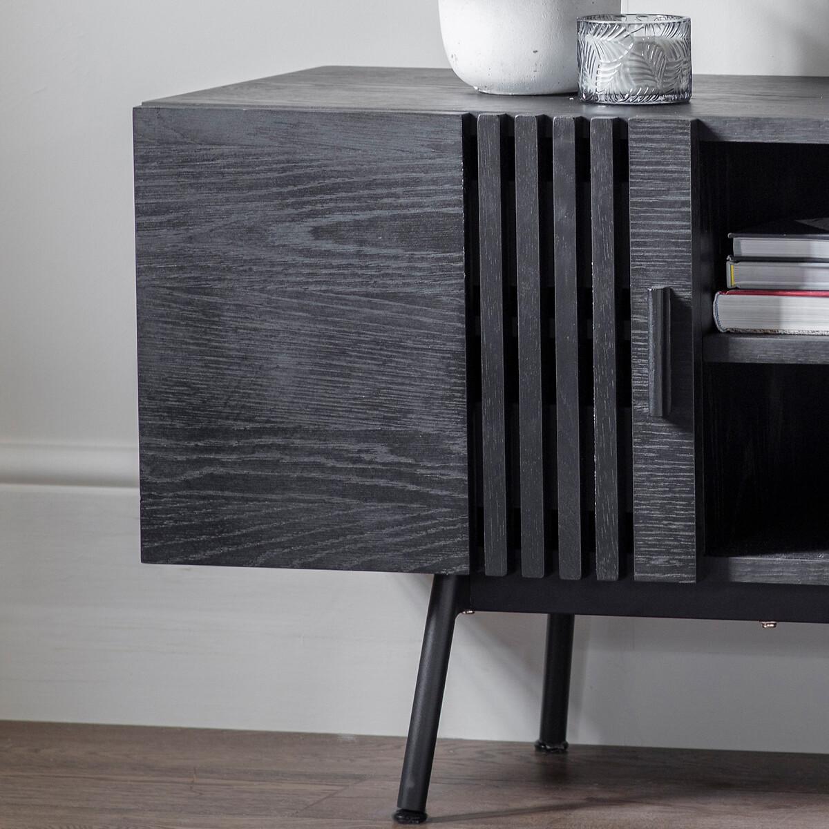 Bokaro Oak Slatted TV Unit with Shelf – image 2
