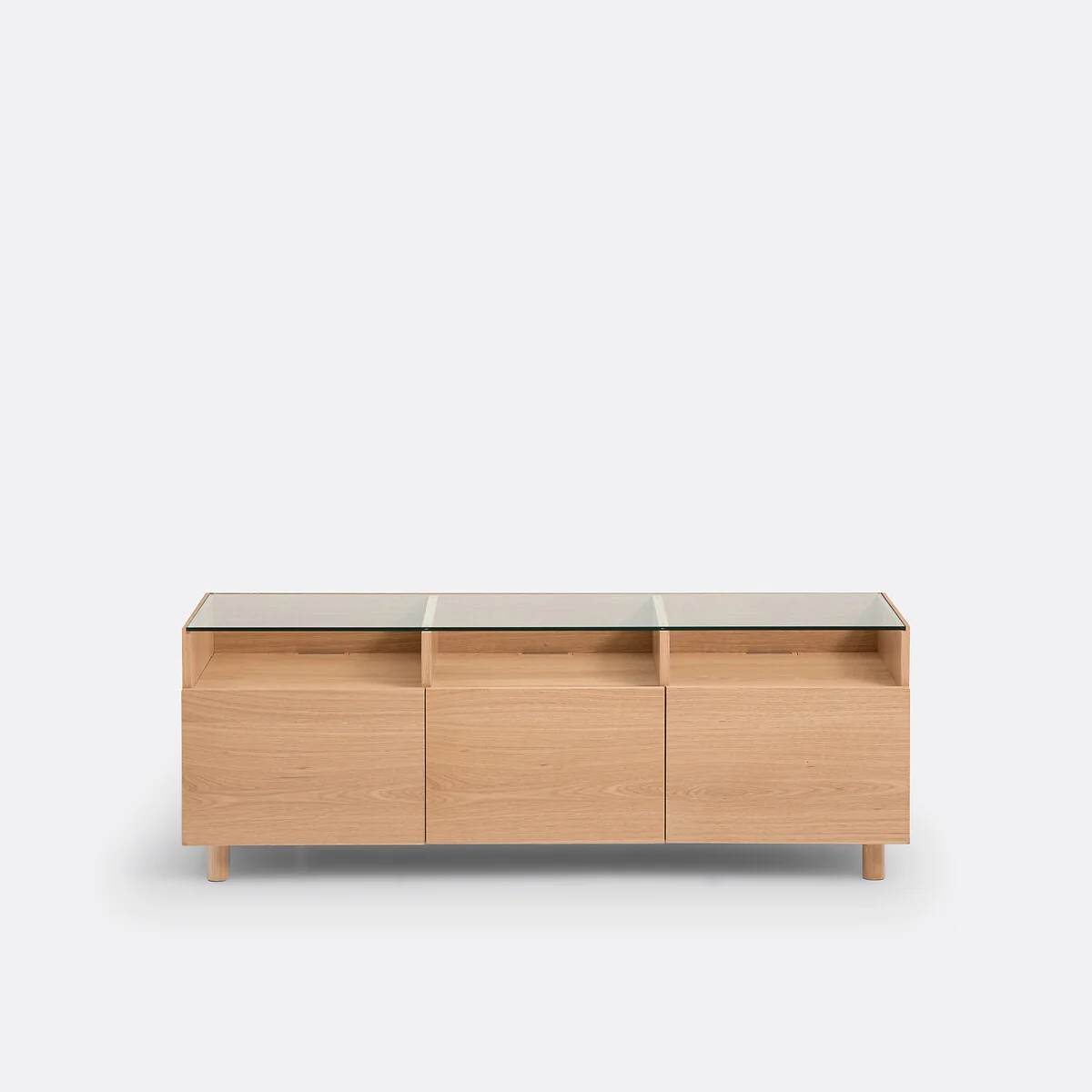 Walor TV Stand in Oak Veneer and Glass – image 3