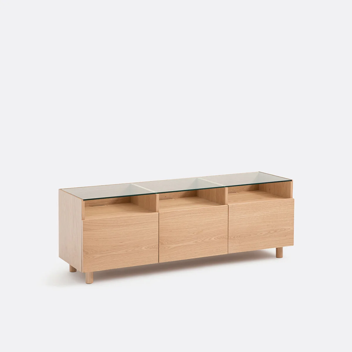 Walor TV Stand in Oak Veneer and Glass – image 4
