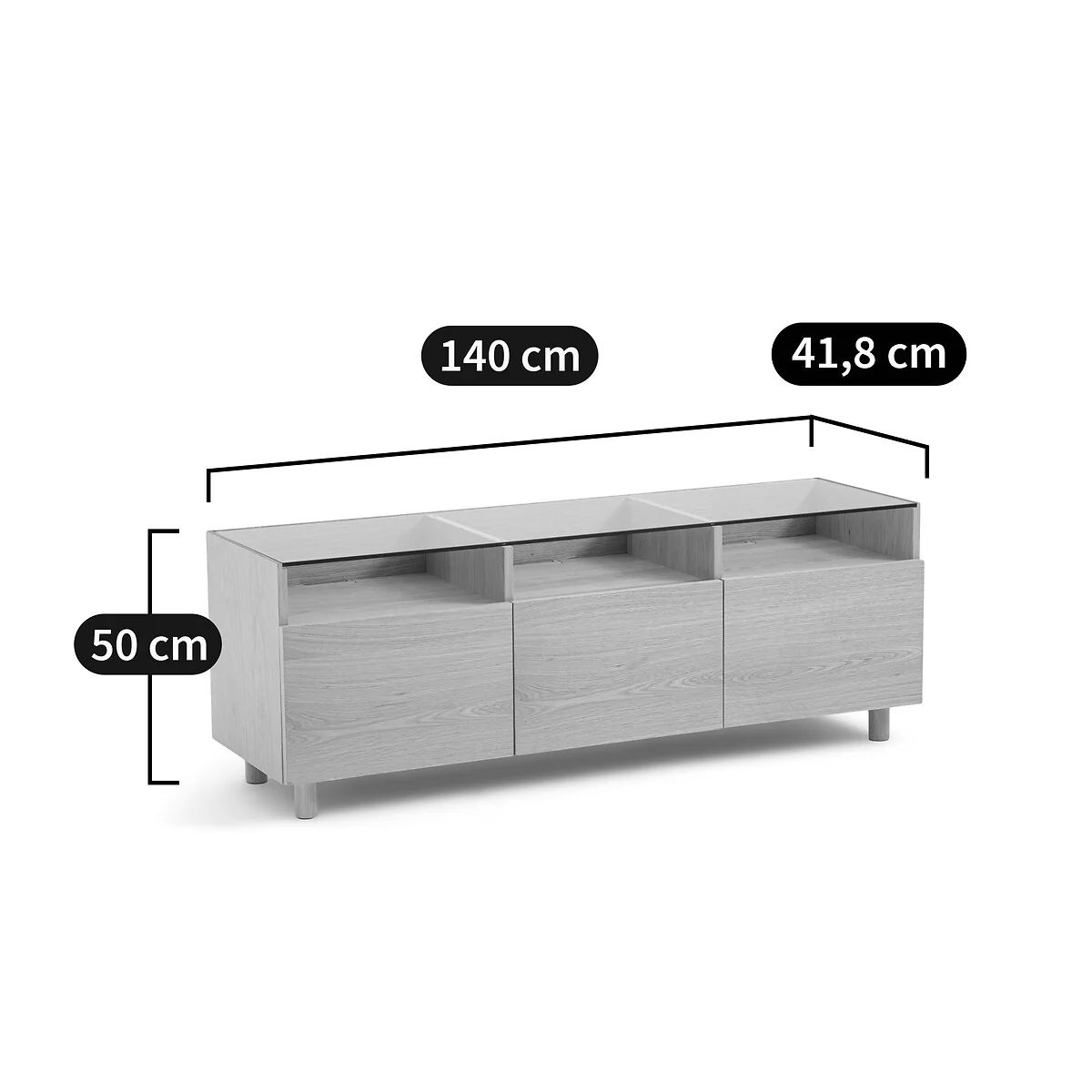Walor TV Stand in Oak Veneer and Glass – image 6