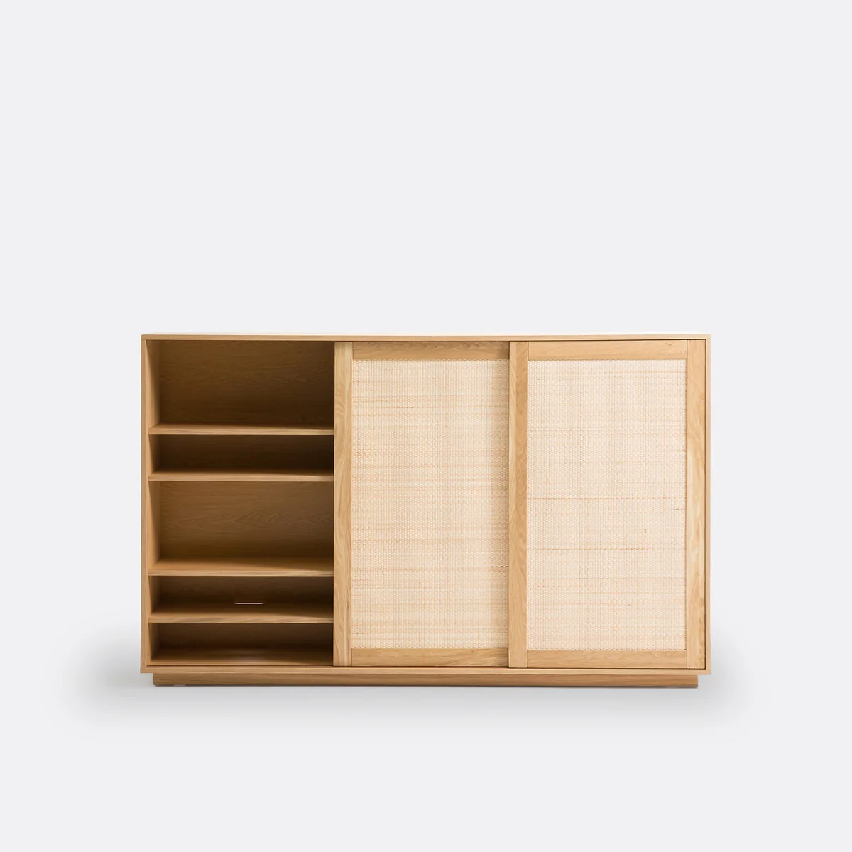 Palano TV Unit in Oak and Veneer with Cane Doors – image 4