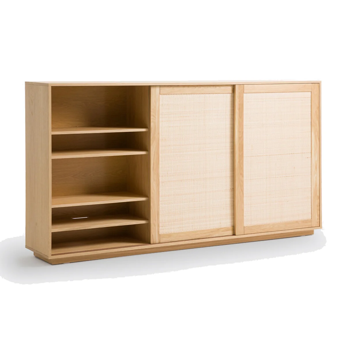 Palano TV Unit in Oak and Veneer with Cane Doors – image 1