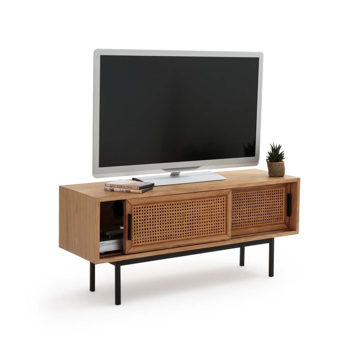 Waska Oak and Rattan TV Unit, with 2 Doors – image 2