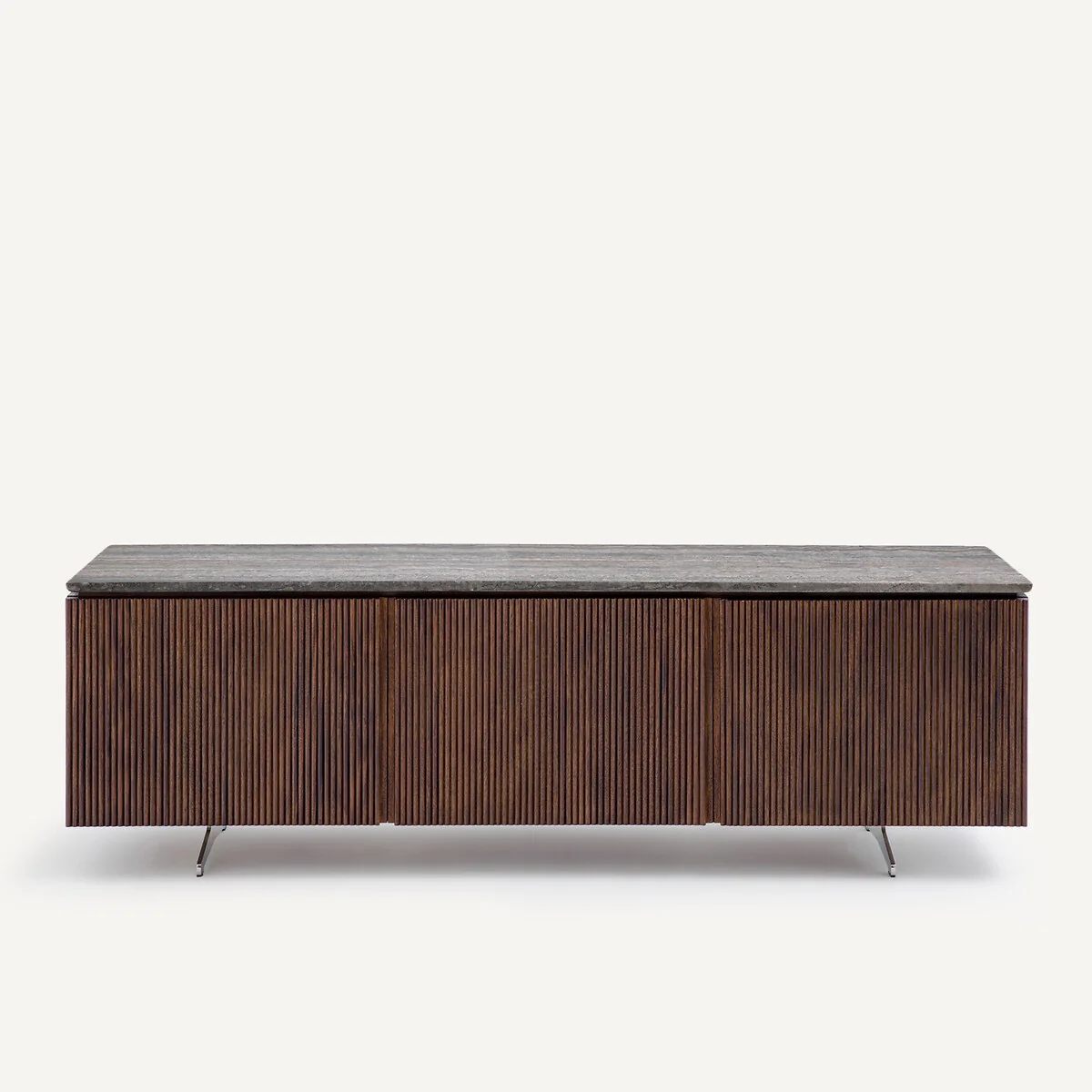 Jakto TV Stand in Walnut Veneer and Travertine – image 3