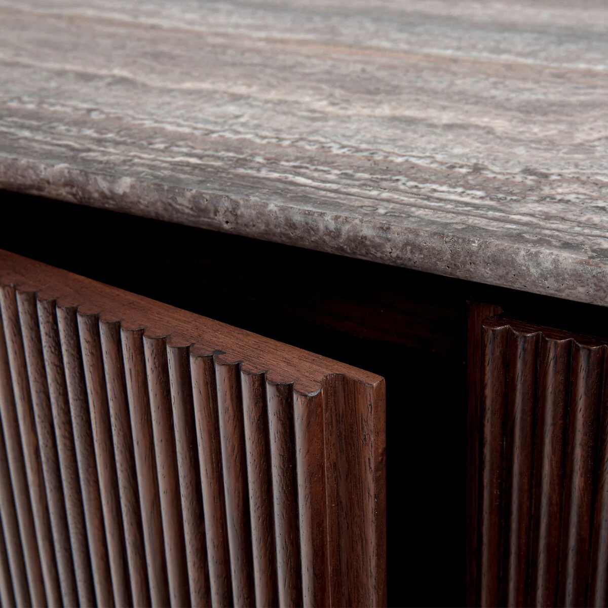Jakto TV Stand in Walnut Veneer and Travertine – image 5