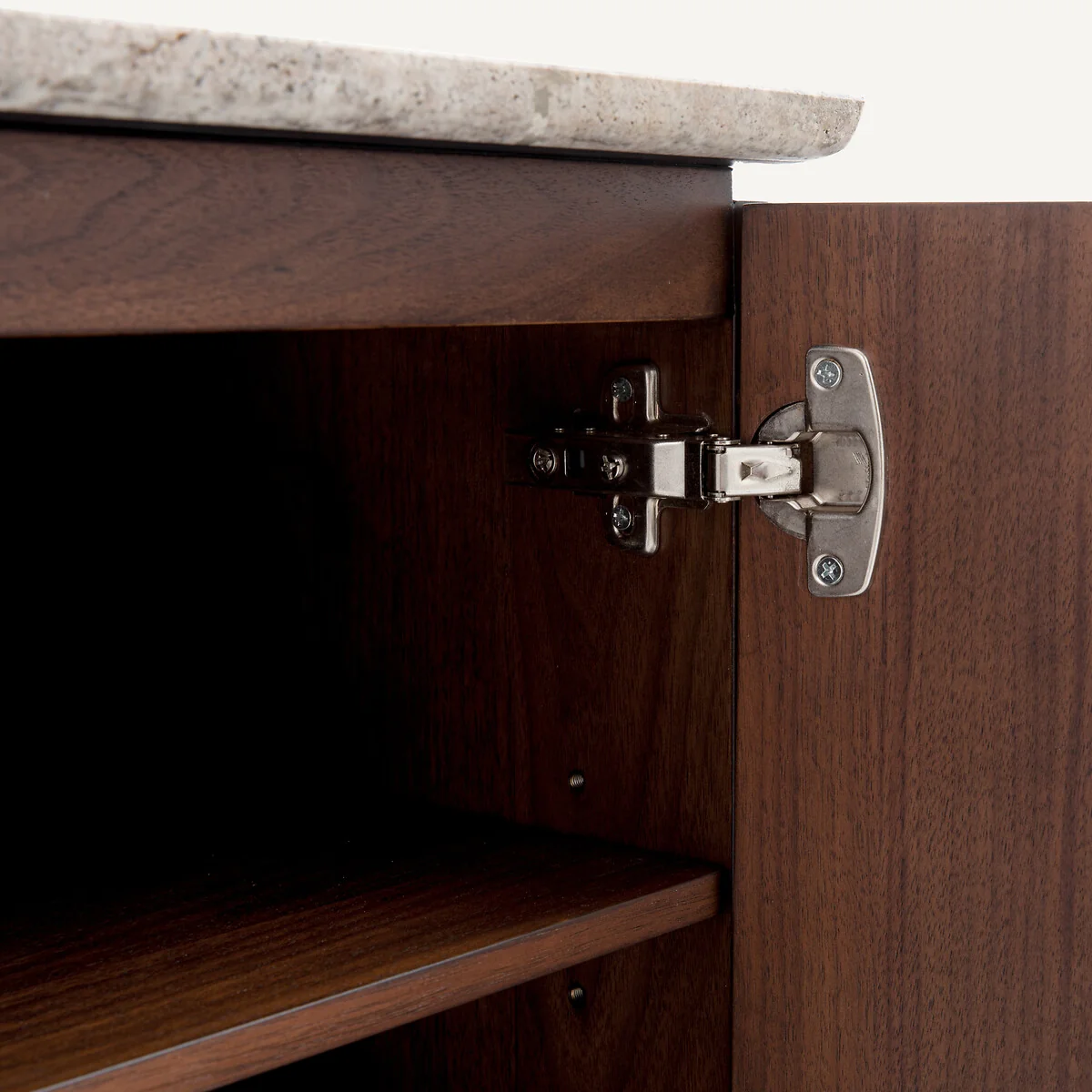 Jakto TV Stand in Walnut Veneer and Travertine – image 8