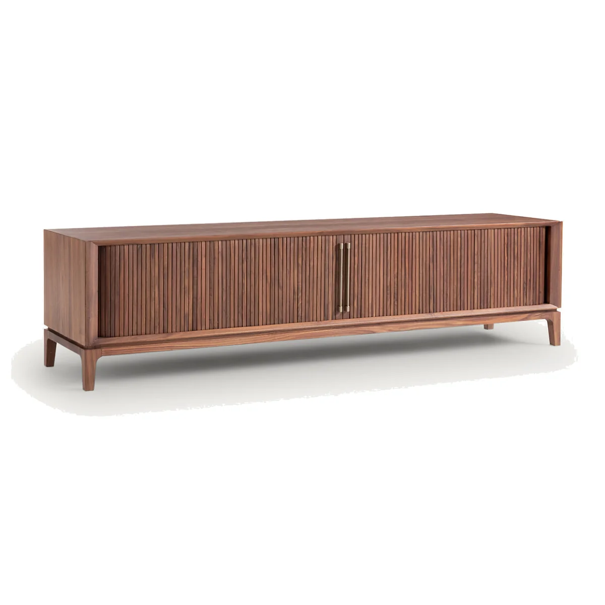 Liamca TV Stand in Walnut Veneer and Leather – image 1