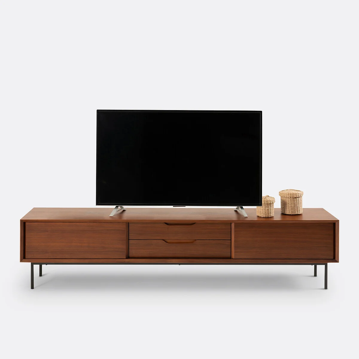 Noyeto TV Unit with 2 Doors and 2 Drawers in Walnut Veneer – image 3