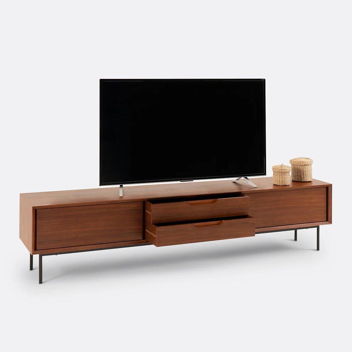 Noyeto TV Unit with 2 Doors and 2 Drawers in Walnut Veneer – image 4