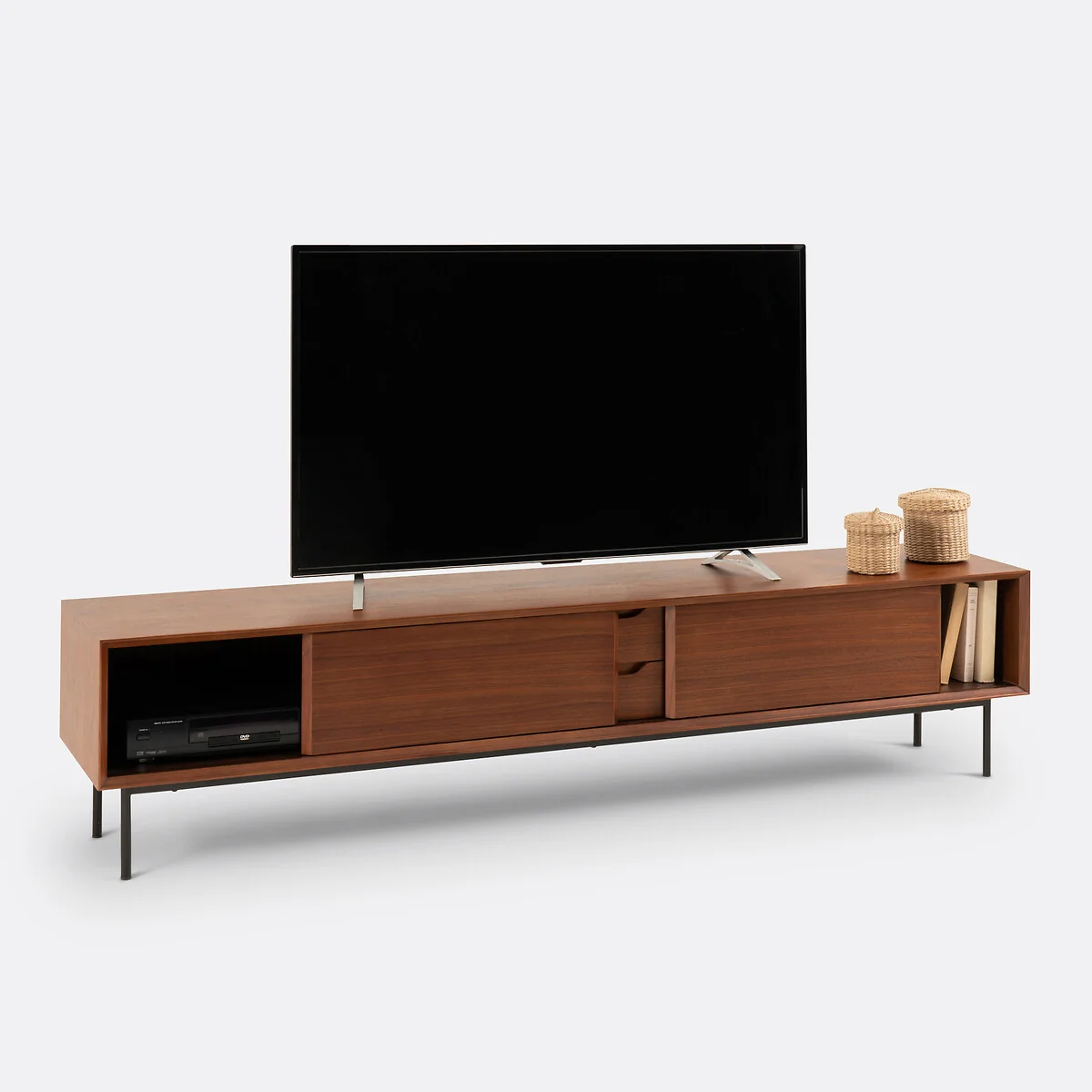 Noyeto TV Unit with 2 Doors and 2 Drawers in Walnut Veneer – image 5