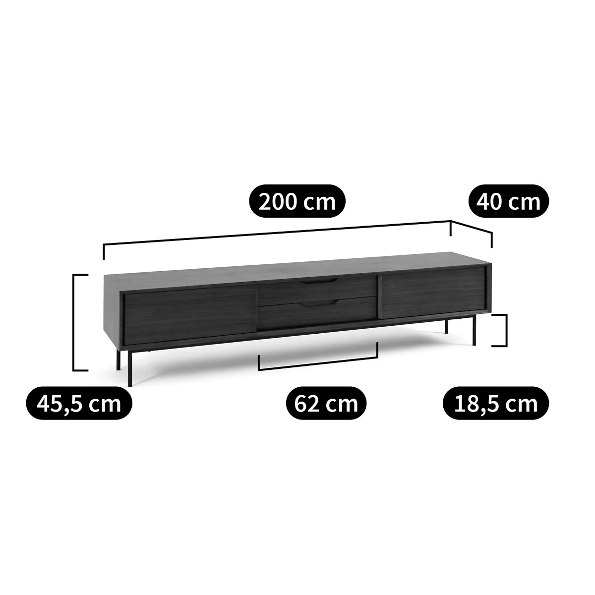 Noyeto TV Unit with 2 Doors and 2 Drawers in Walnut Veneer – image 7