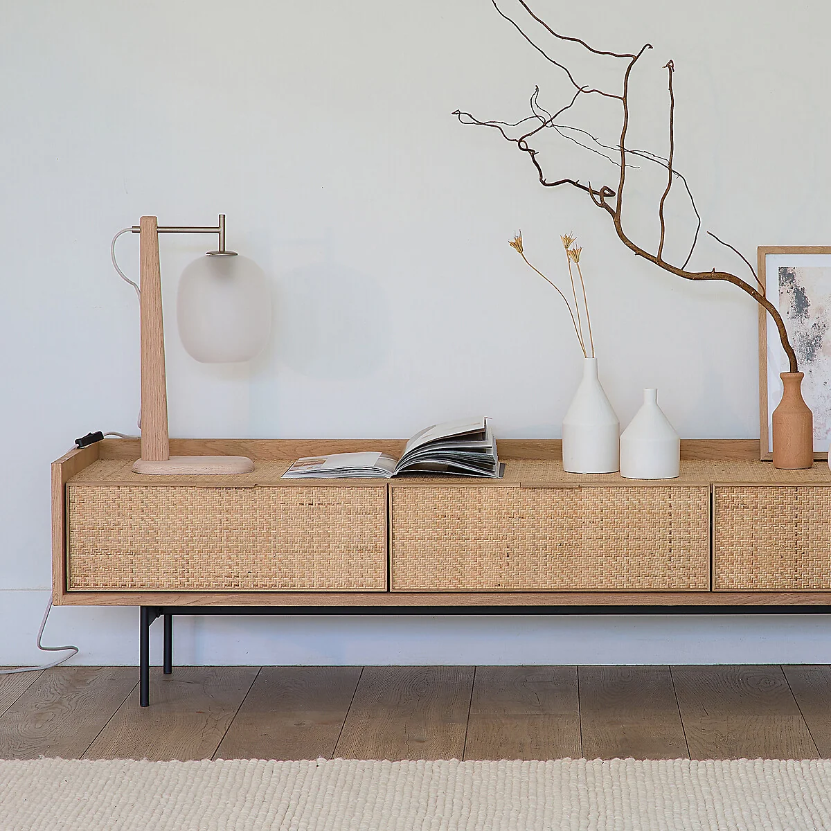 Louison Oak and Rattan Cane TV Unit – image 2