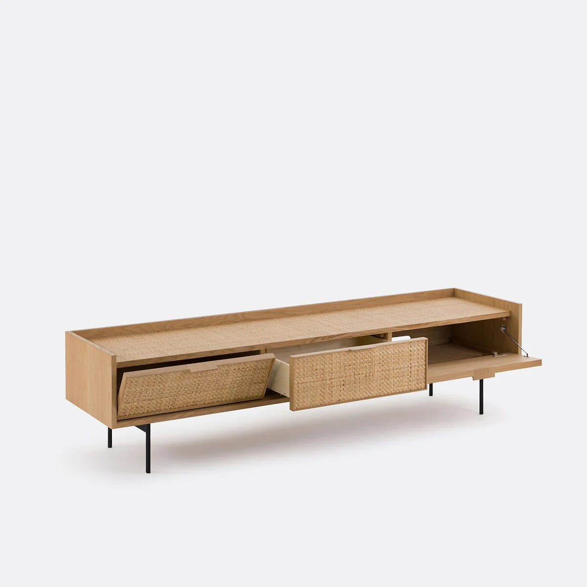 Louison Oak and Rattan Cane TV Unit – image 4