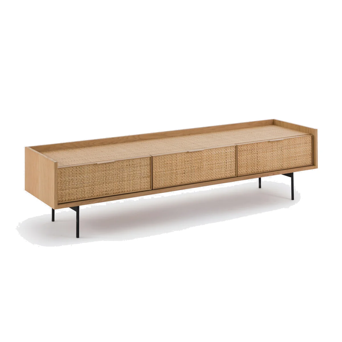 Louison Oak and Rattan Cane TV Unit – image 1