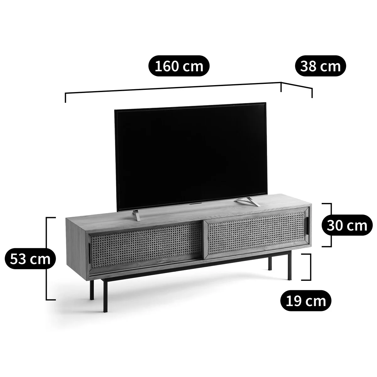 Waska Oak and Cane TV Stand – image 7