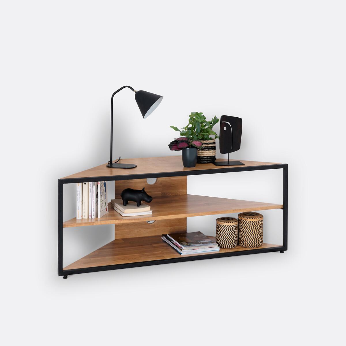 Hiba Corner TV Cabinet in Solid Oak and Steel – image 2