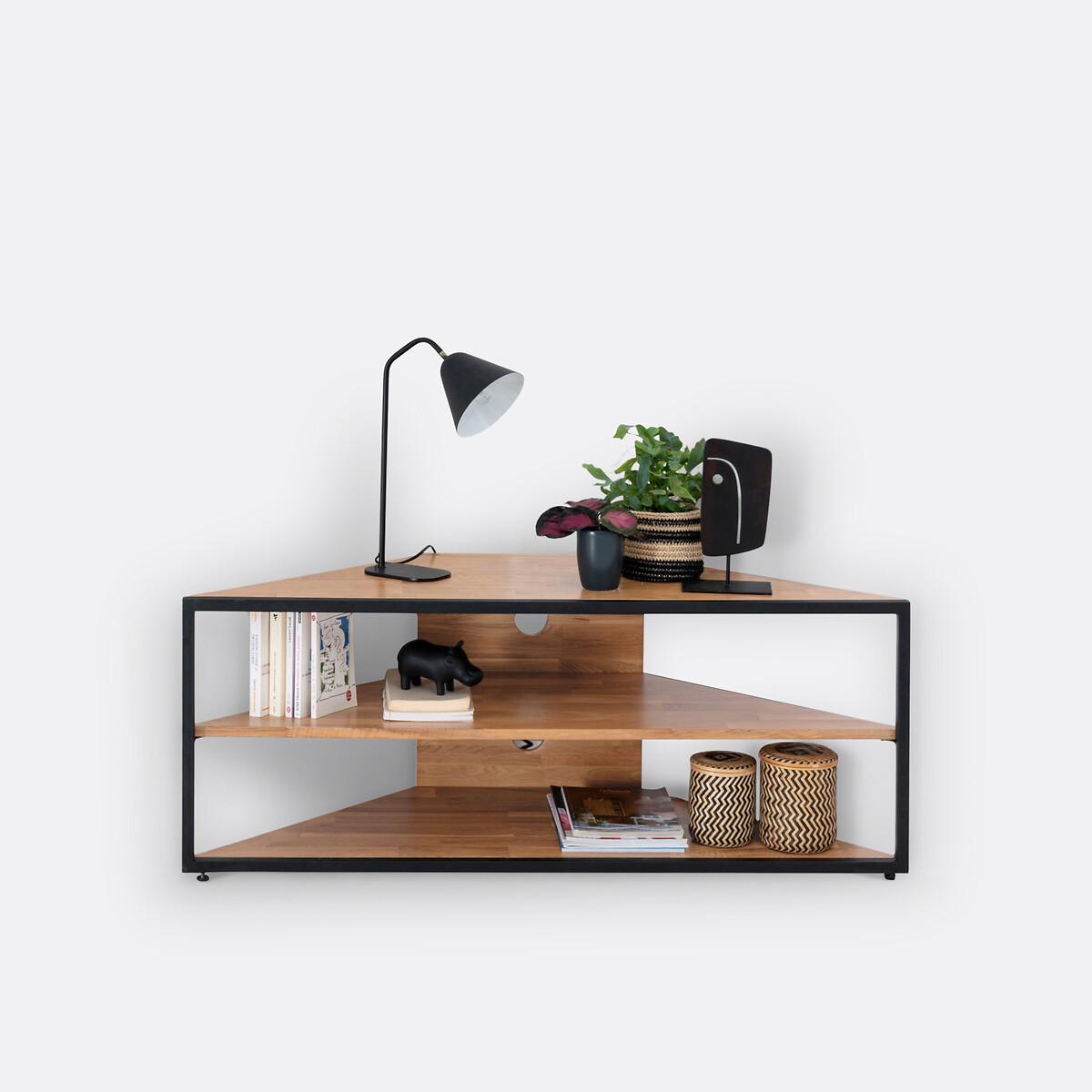 Hiba Corner TV Cabinet in Solid Oak and Steel – image 3