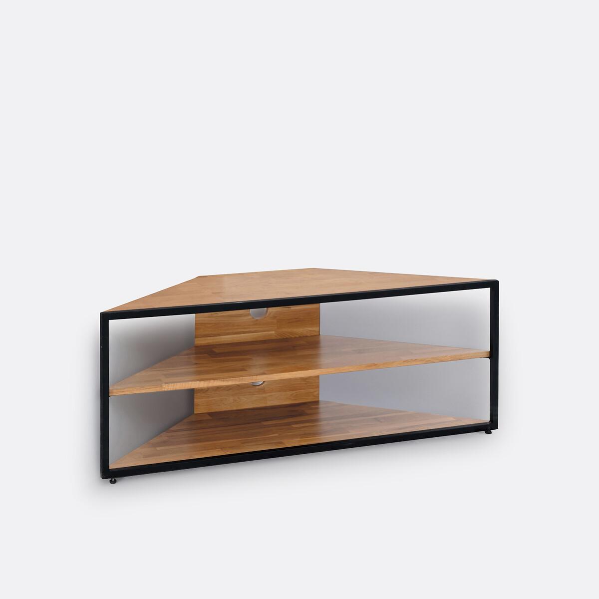 Hiba Corner TV Cabinet in Solid Oak and Steel – image 4