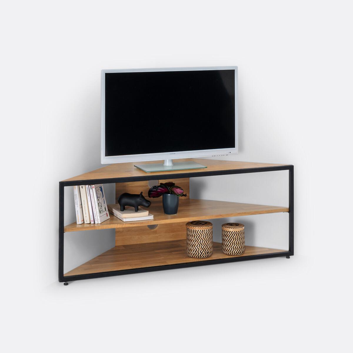 Hiba Corner TV Cabinet in Solid Oak and Steel – image 5