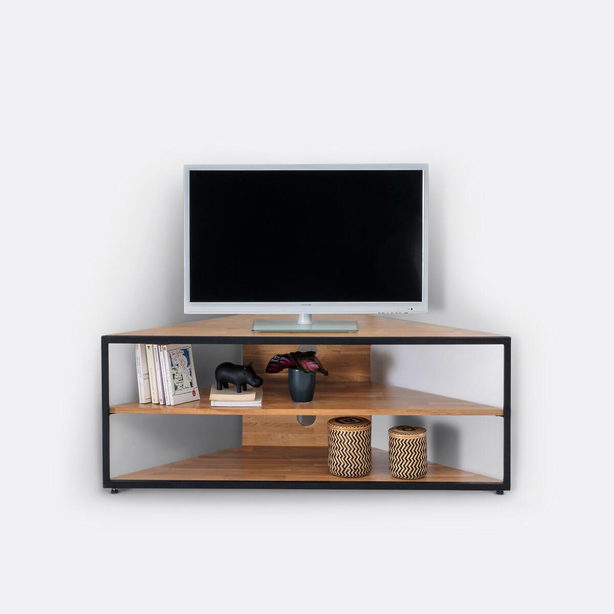 Hiba Corner TV Cabinet in Solid Oak and Steel – image 6