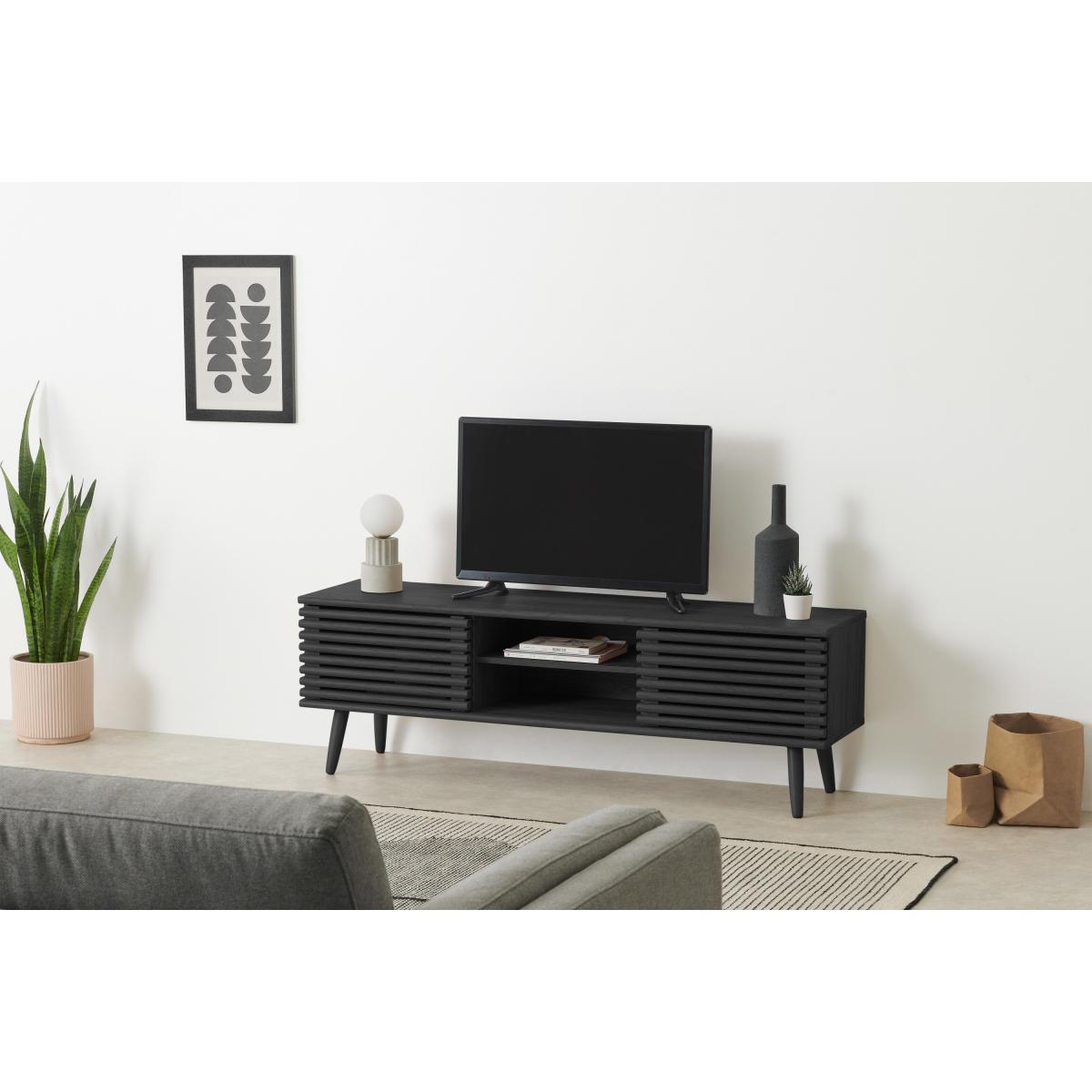 Tulma Wide TV Stand Unit, Black Wood Effect – image 4