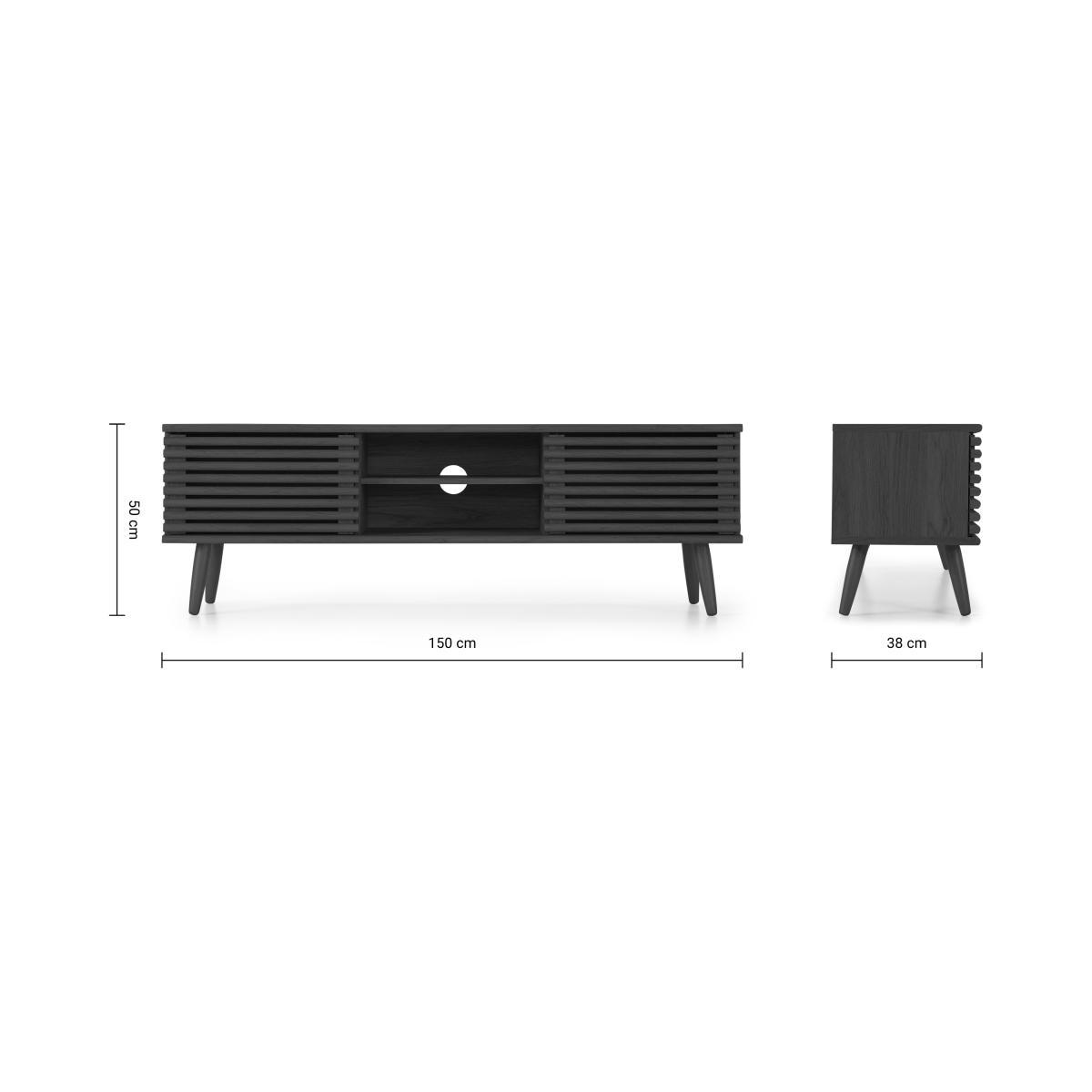 Tulma Wide TV Stand Unit, Black Wood Effect – image 8