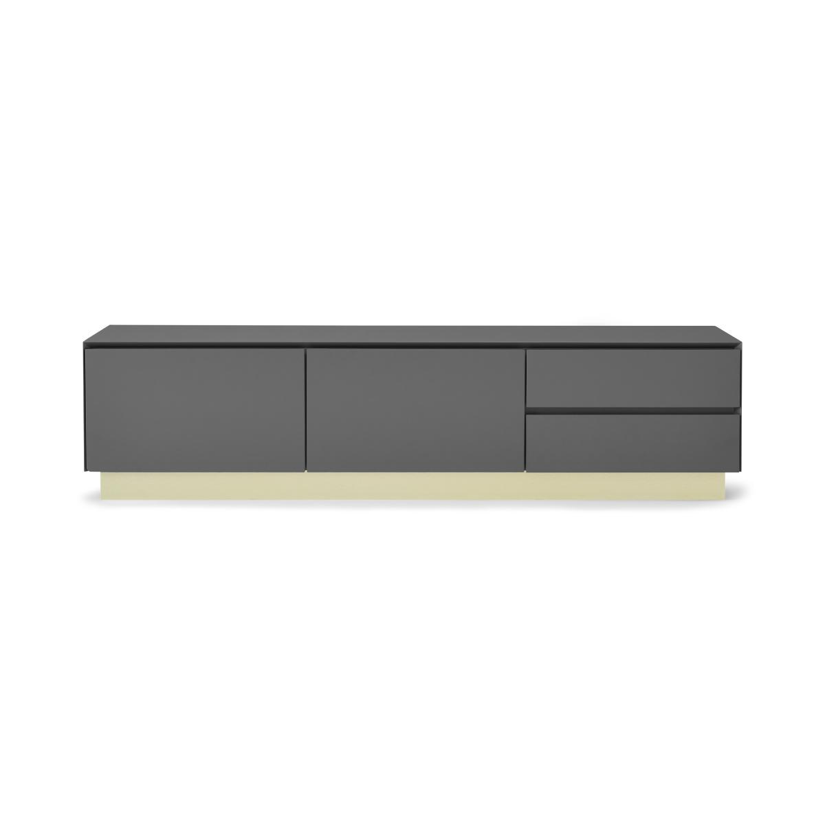 Elsdon Wide Media Unit, Charcoal Grey & Brass – image 2