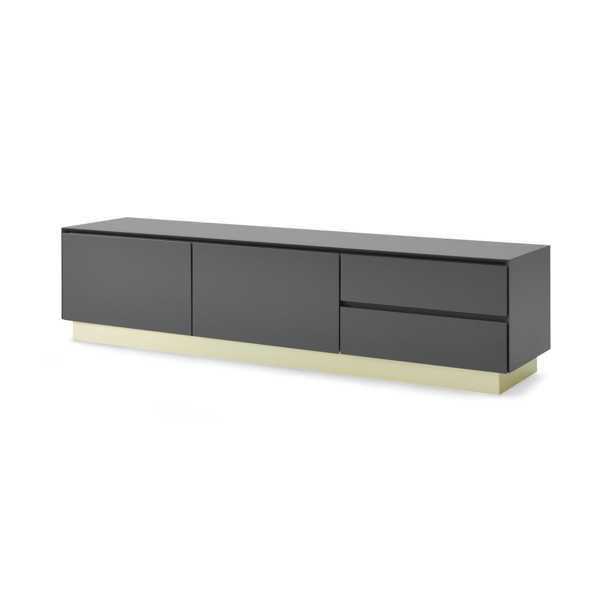 Elsdon Wide Media Unit, Charcoal Grey & Brass – image 3