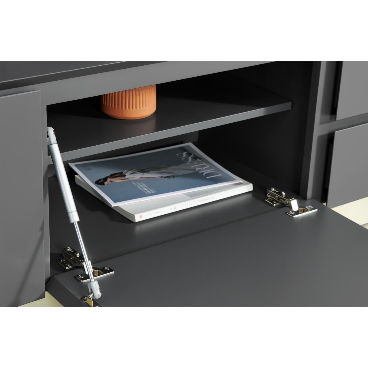 Elsdon Wide Media Unit, Charcoal Grey & Brass – image 5