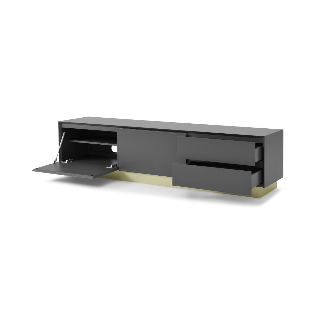 Elsdon Wide Media Unit, Charcoal Grey & Brass – image 6