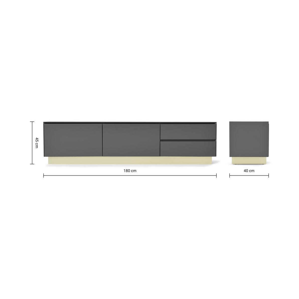 Elsdon Wide Media Unit, Charcoal Grey & Brass – image 9