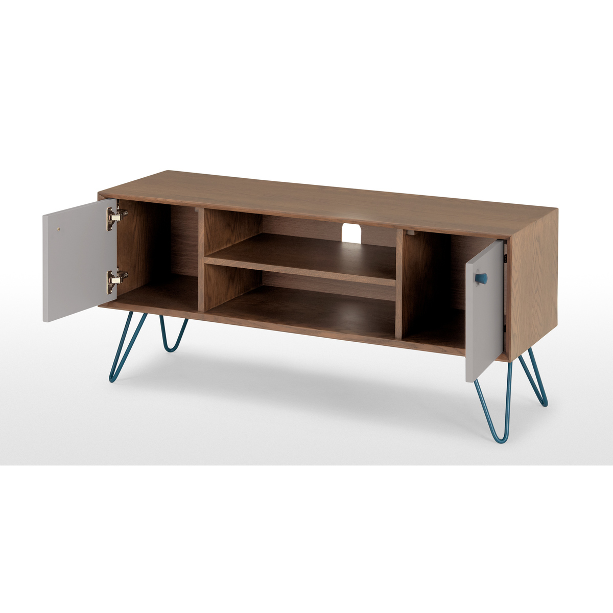 Dotty Wide TV Stand, Dark Stain Oak and Grey – image 5