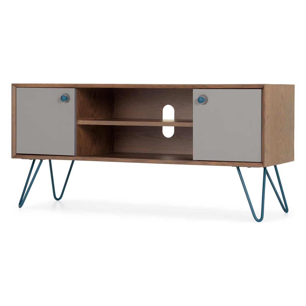 Dotty Wide TV Stand, Dark Stain Oak and Grey – image 2