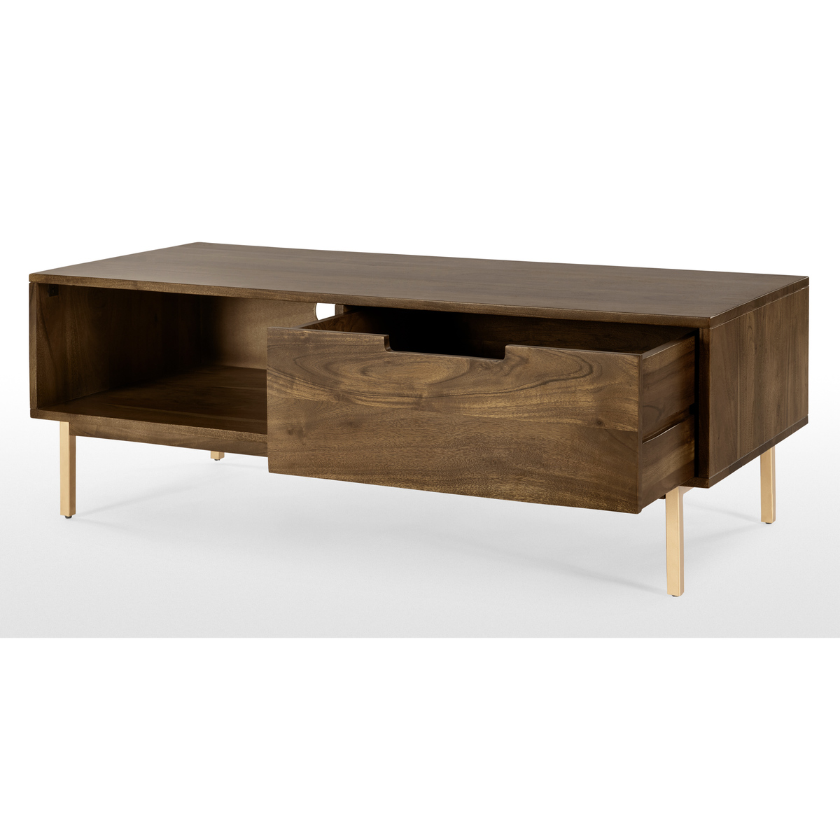Tayma TV Stand, Acacia and Brass – image 6