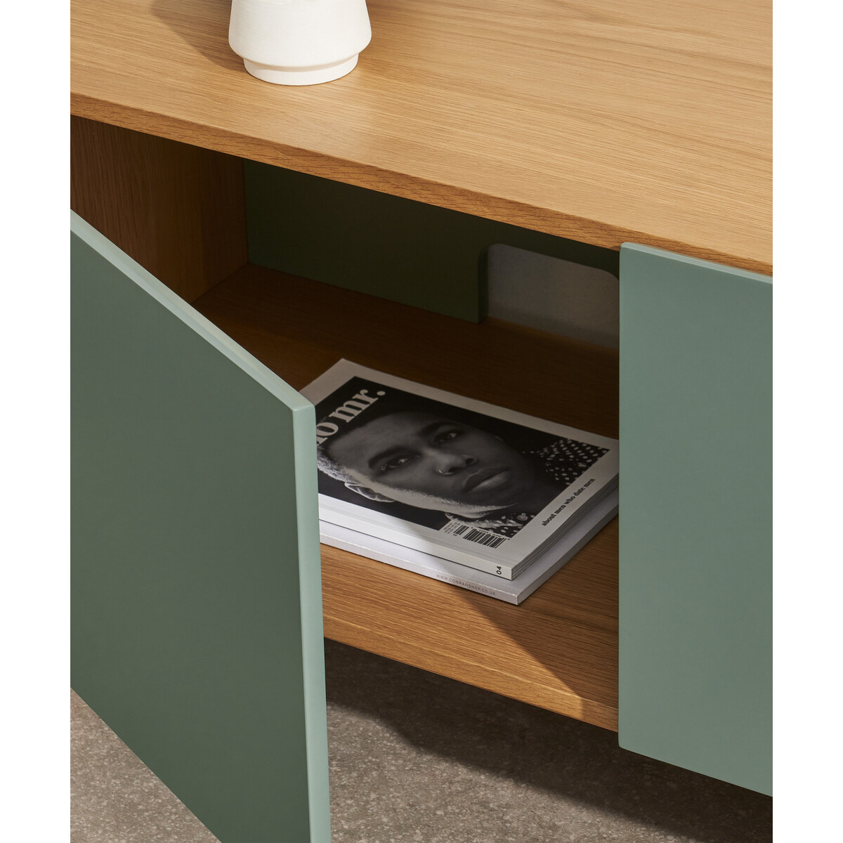 Asuna Wide TV Unit, Oak & Fern Green – image 7