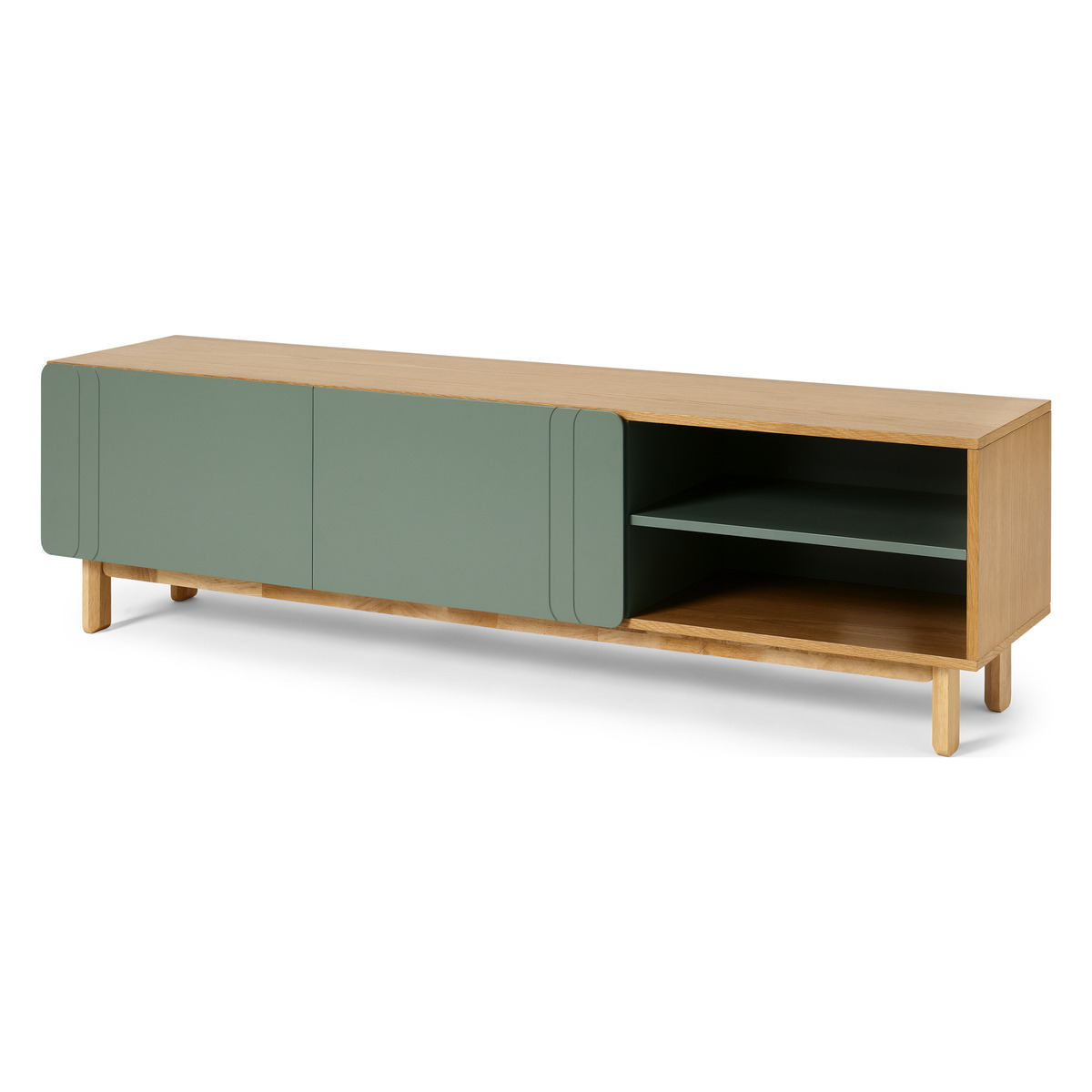 Asuna Wide TV Unit, Oak & Fern Green – image 2