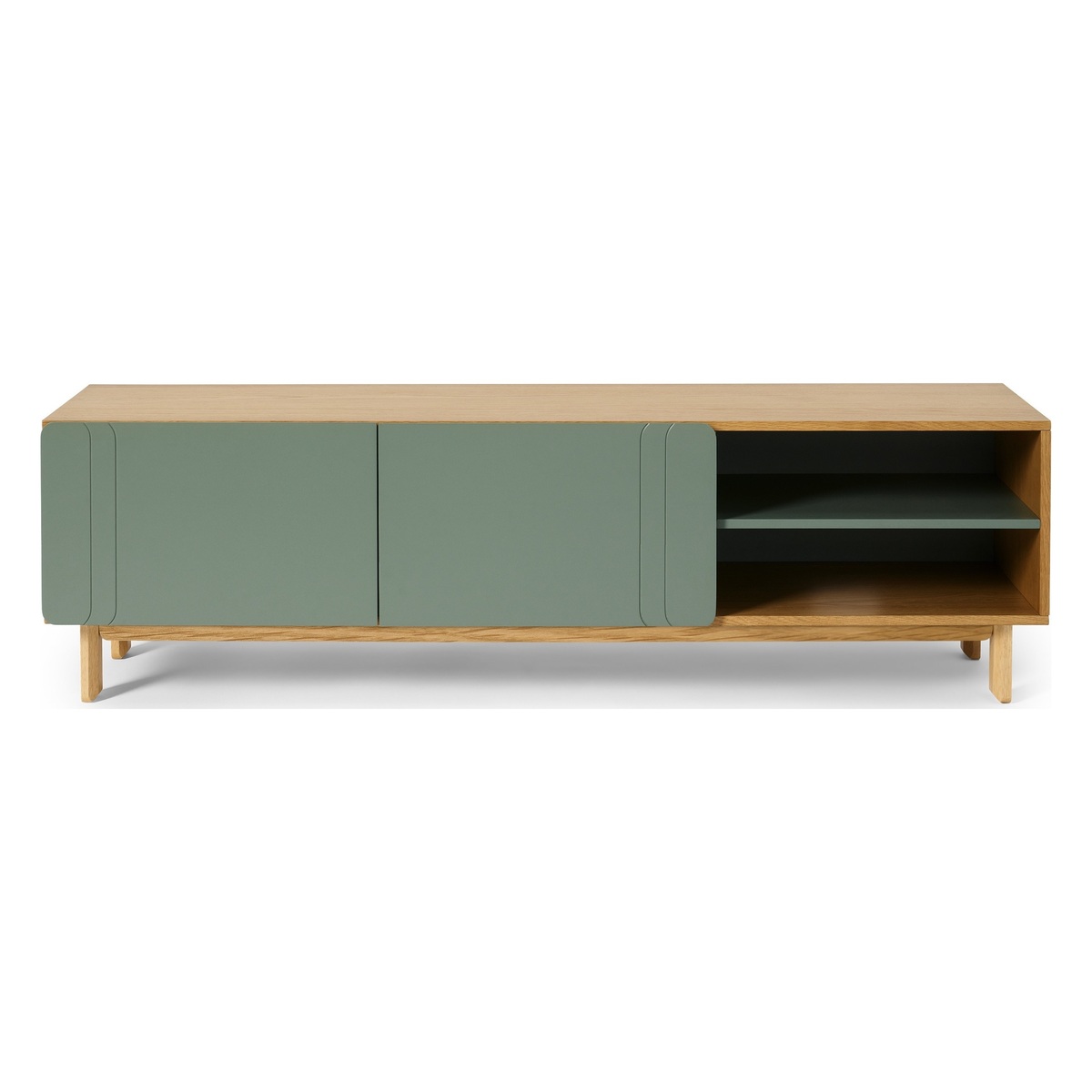 Asuna Wide TV Unit, Oak & Fern Green – image 1