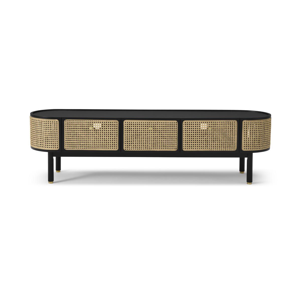 Ankhara Wide Media Unit, Black Stain Oak & Rattan – image 2
