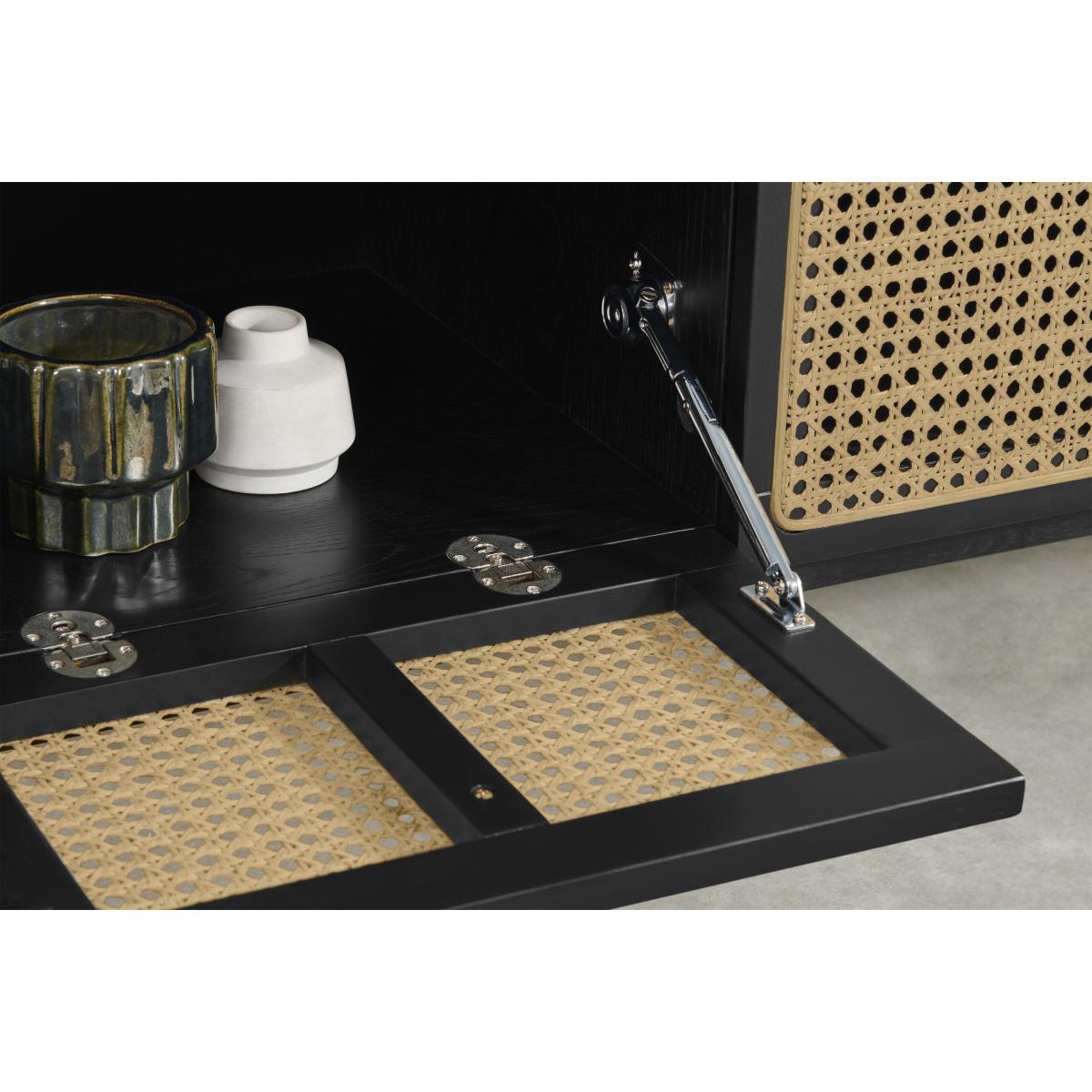 Ankhara Wide Media Unit, Black Stain Oak & Rattan – image 5