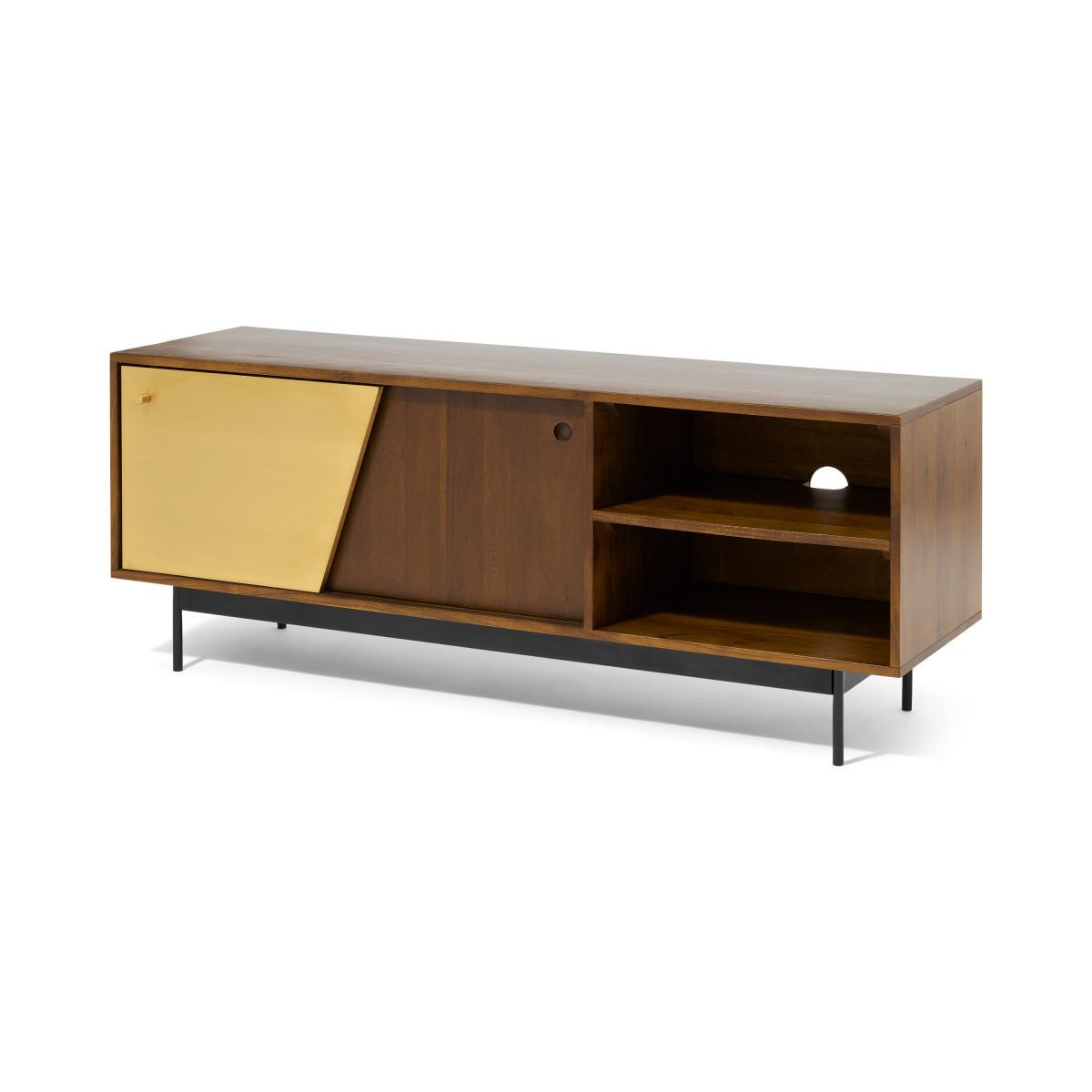 Mischa Wide TV Stand, Acacia Wood & Brass – image 3