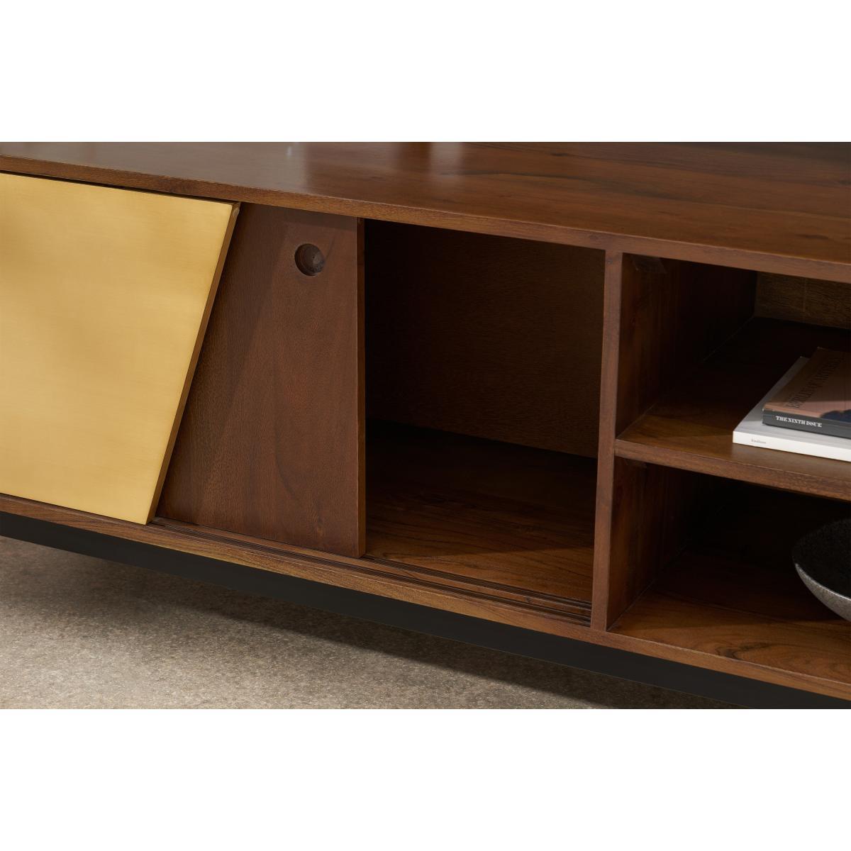 Mischa Wide TV Stand, Acacia Wood & Brass – image 5