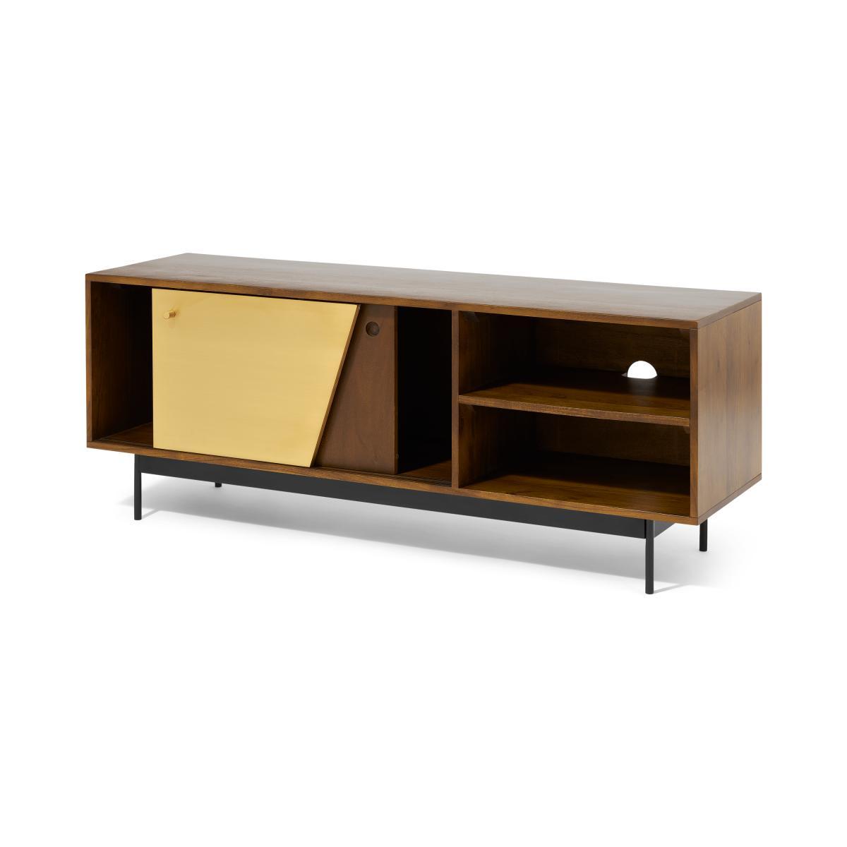 Mischa Wide TV Stand, Acacia Wood & Brass – image 6