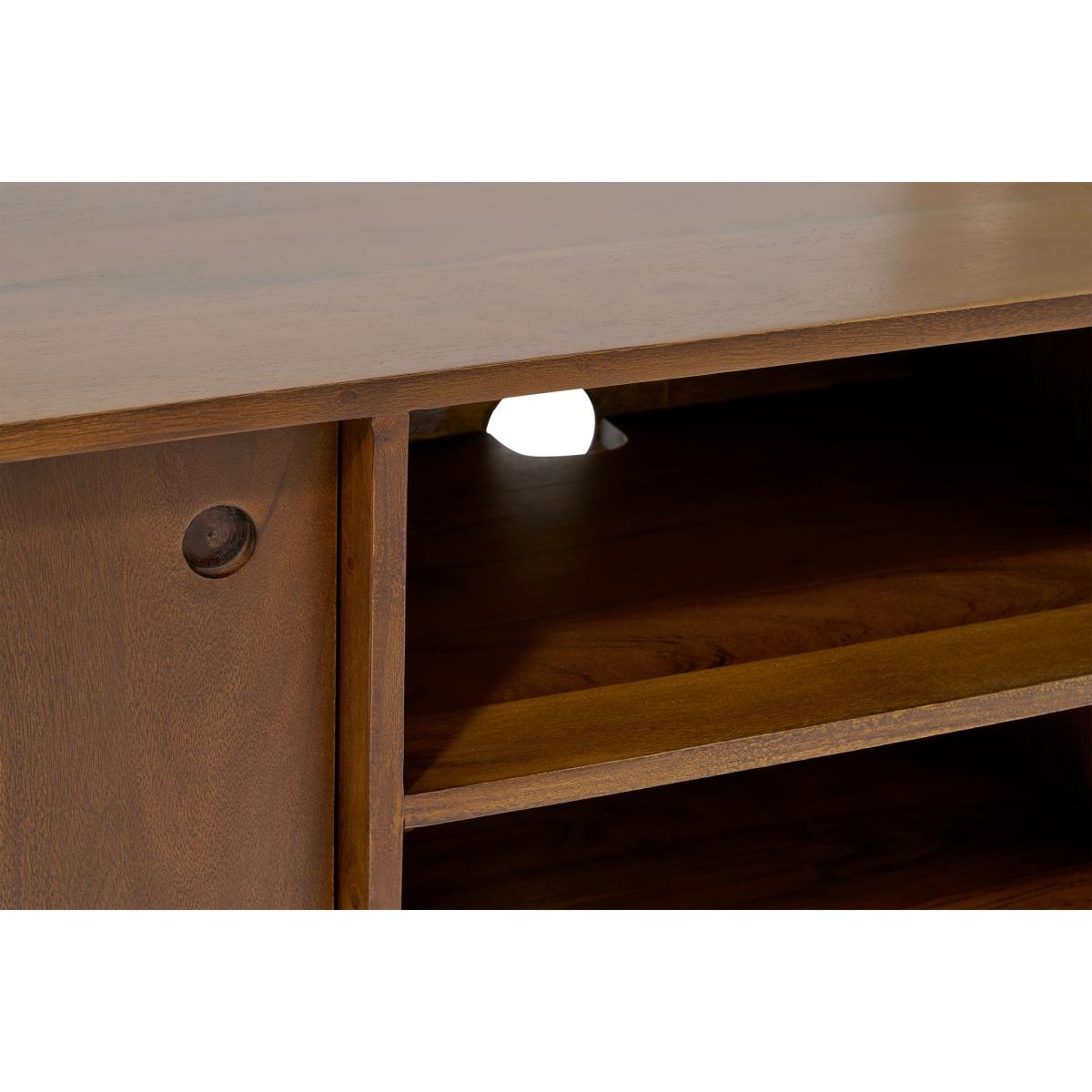 Mischa Wide TV Stand, Acacia Wood & Brass – image 7